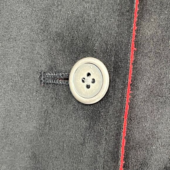 CHICO'S Jacket Women's Size 2 Large Black Red Faux Suede Button Front Collared - Picture 8 of 13